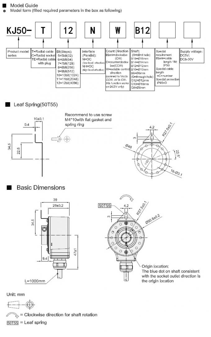 KJ50 Angel Sensor Hollow Shaft Absolute Encoder , Absolute Digital ...
