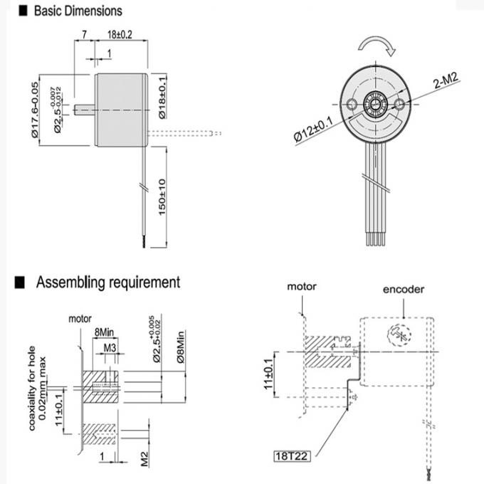 S18 Miniature Rotary Encoder 1600 Resolution For Subminiature Motor