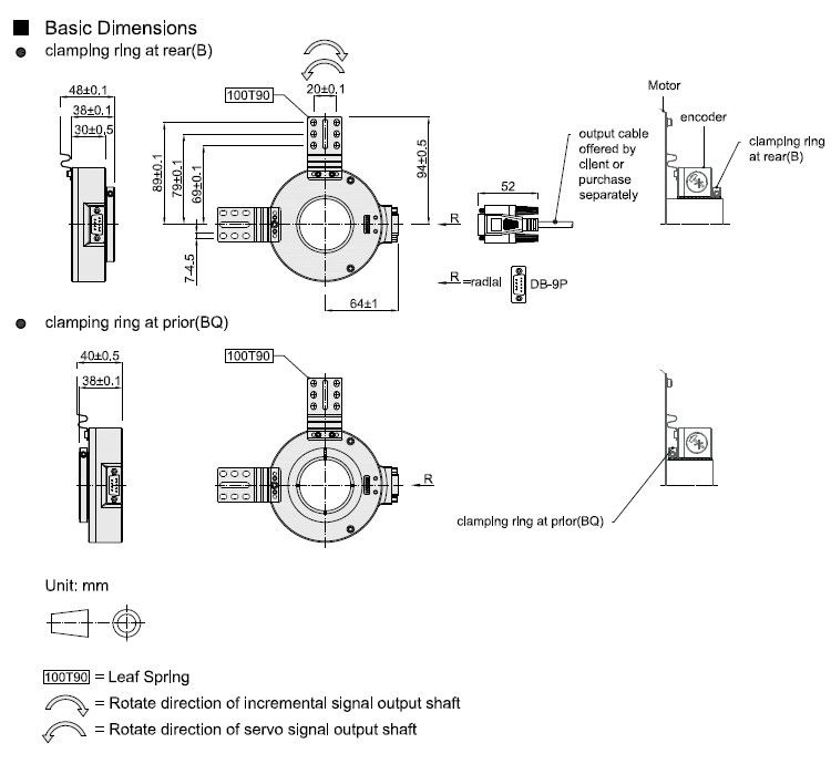 300KHZ Radial Socket K100 35mm Through Hole Encoder