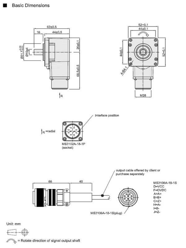 1200 Resolution Totem Pole S52F Solid Shaft Encoder